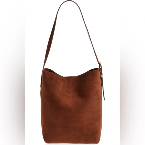 Madewell Essentials Suede Bucket Bag Soft Mahogany - Picture 3 of 9
